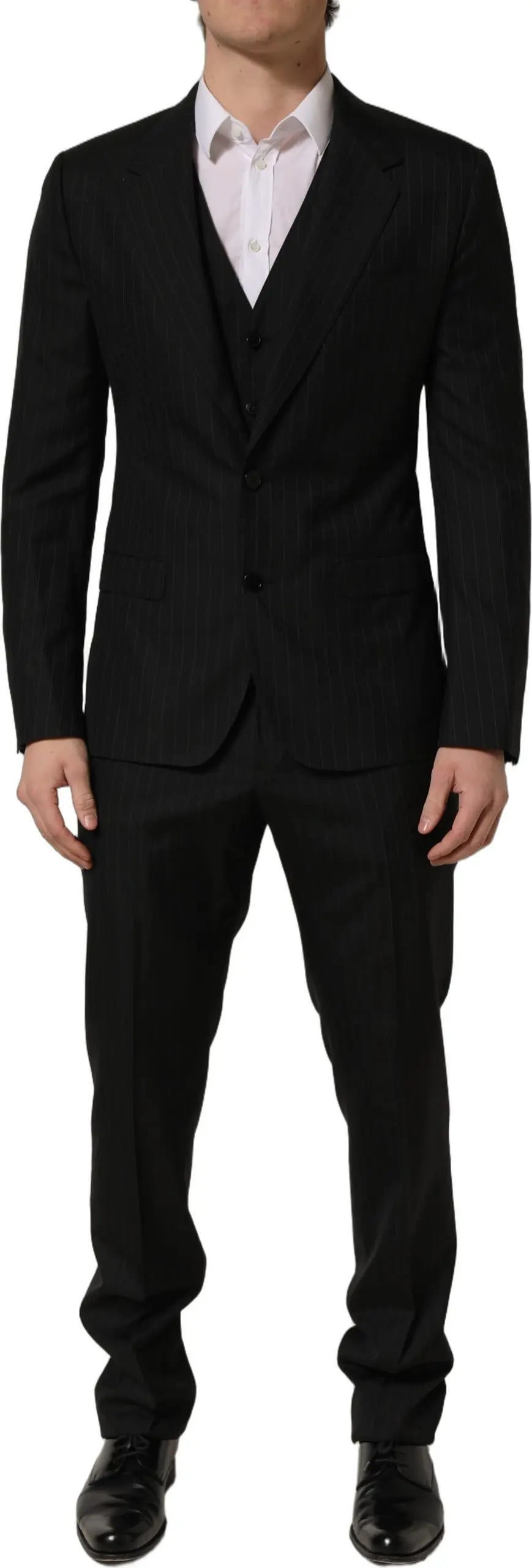 Suit Dolce & Gabbana Black Stripes Slim Fit Formal 3 Piece