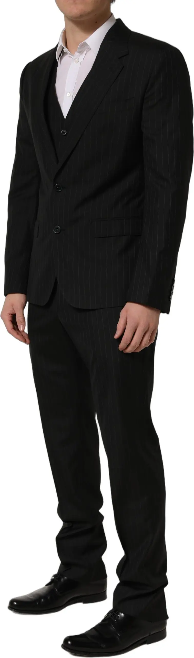 Suit Dolce & Gabbana Black Stripes Slim Fit Formal 3 Piece