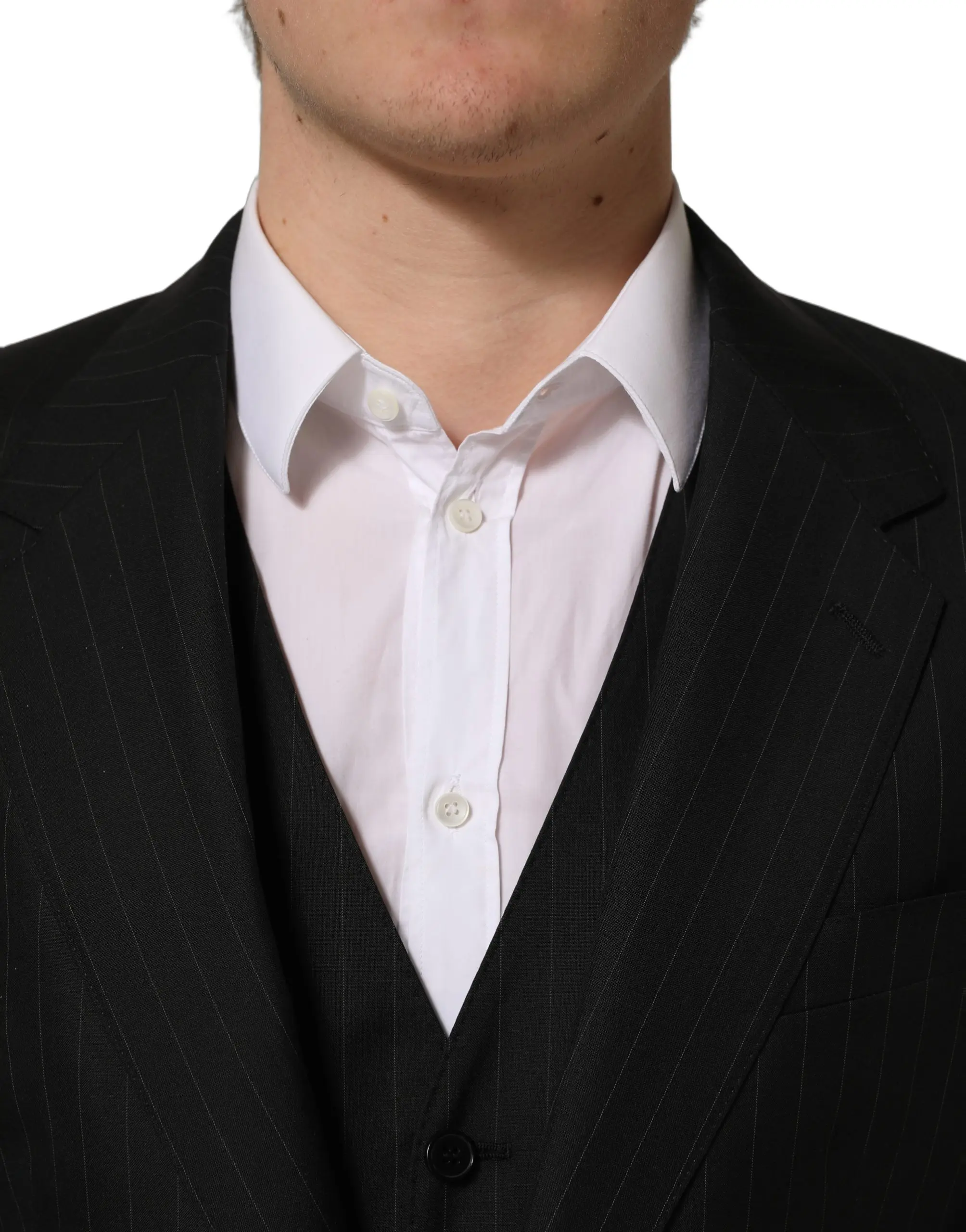 Suit Dolce & Gabbana Black Stripes Slim Fit Formal 3 Piece
