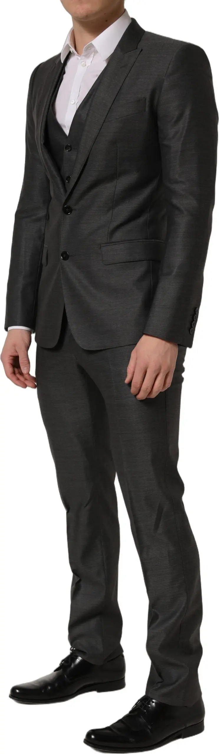 Smokings MARTINI Gray Dolce & Gabbana Slim Fit 3 Parçalı Kostyum