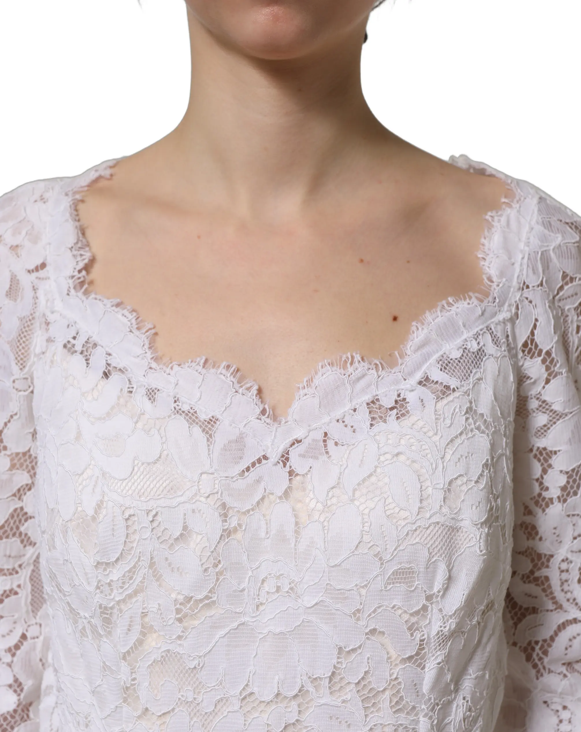 Платье Dolce & Gabbana белое с цветочным кружевом, длинное платье-русалка