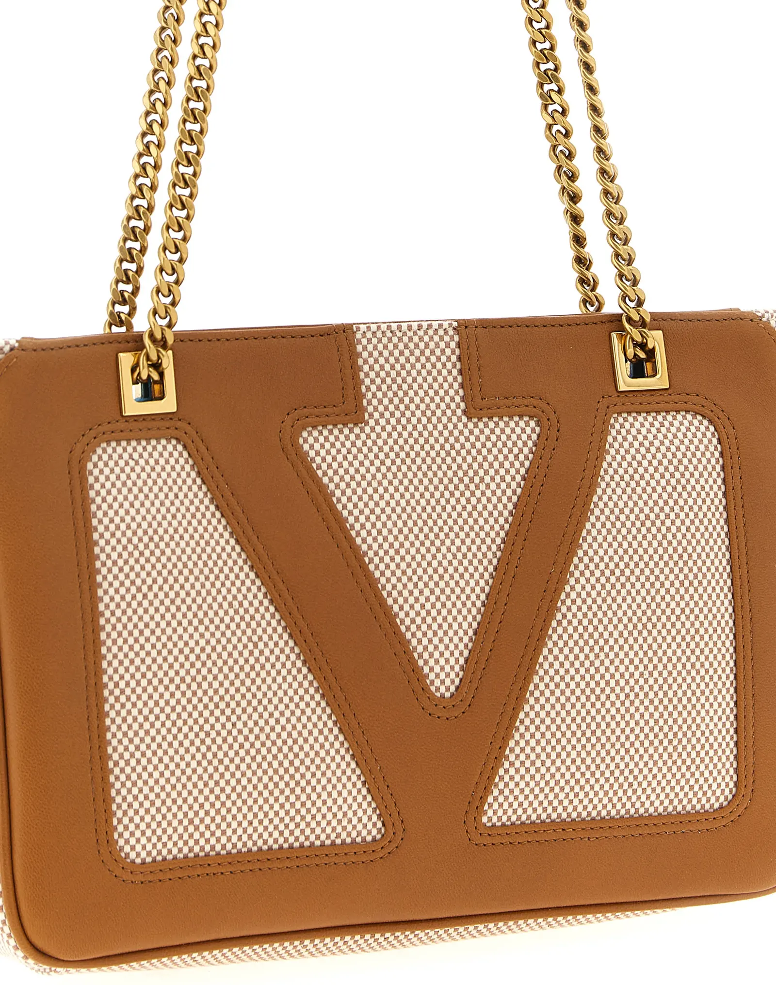 Коричневая сумка Valentino Garavani на плечо из хлопка