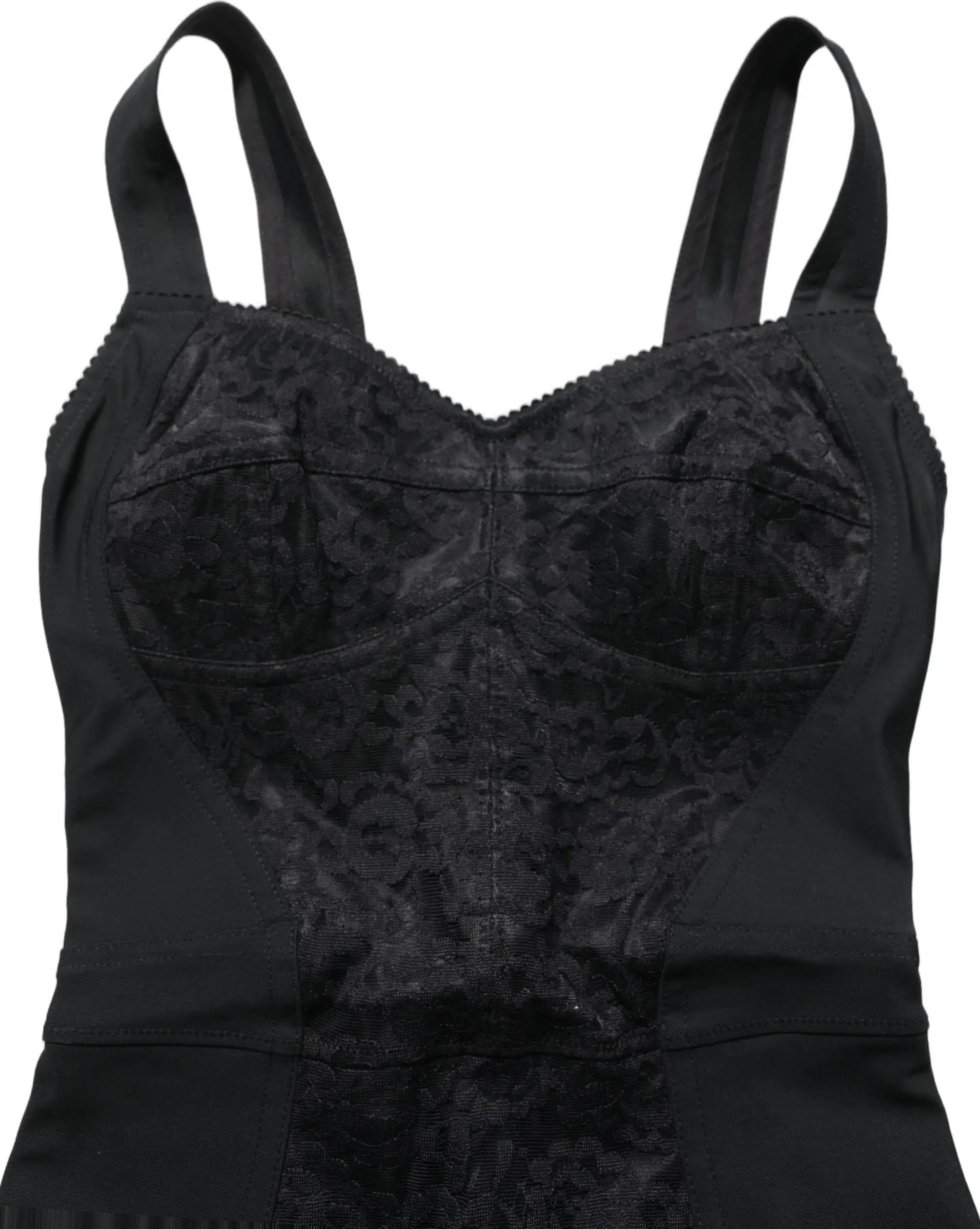 Боди Dolce & Gabbana Чёрное боди-корсет с цветочным кружевом