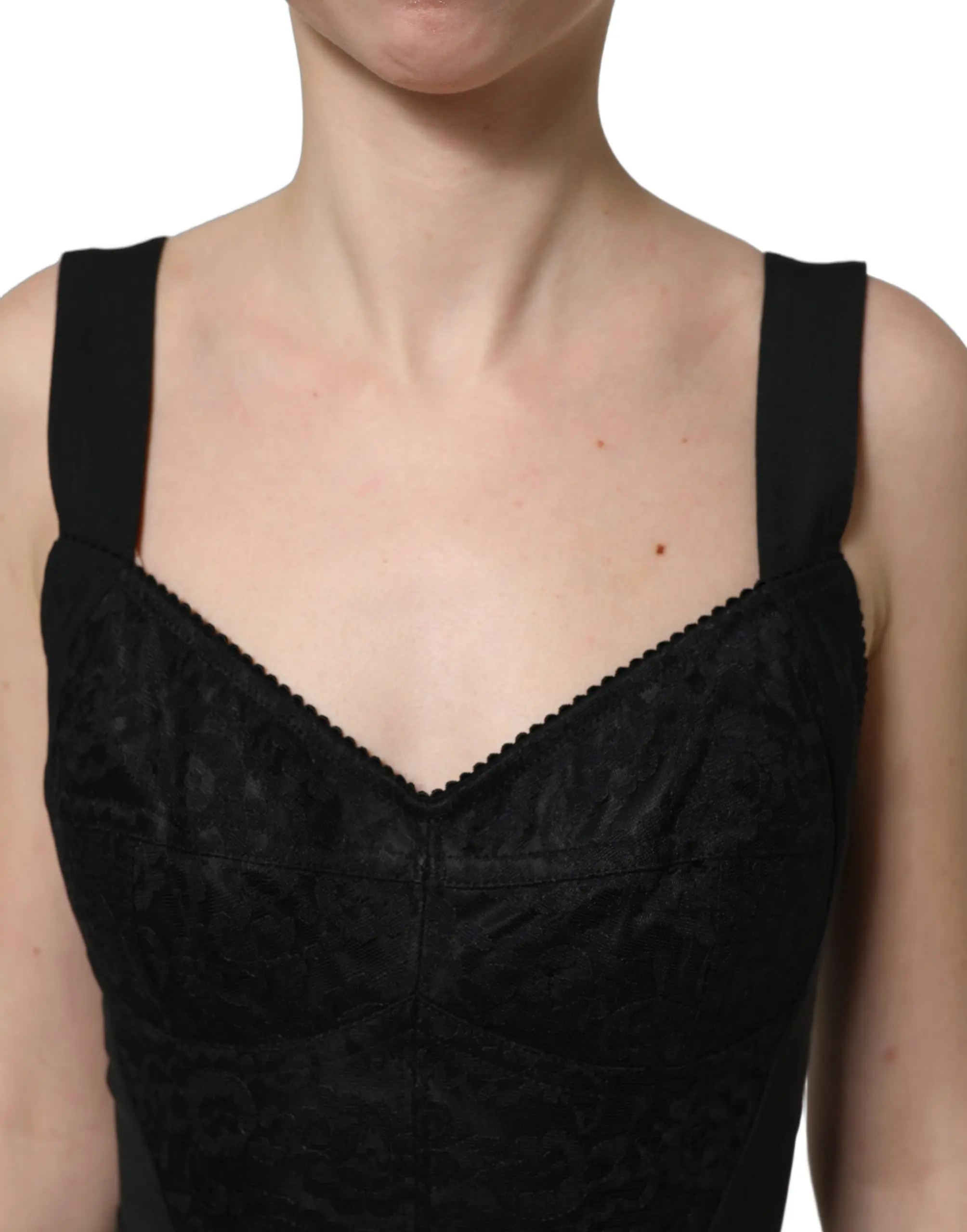 Боди Dolce & Gabbana Чёрное боди-корсет с цветочным кружевом