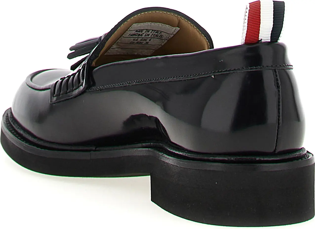 Slippers Thom Browne Black Calfskin Slip-On Loafers