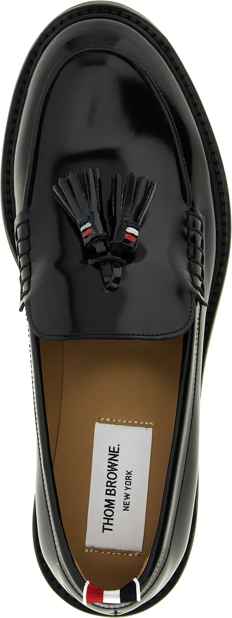 Slippers Thom Browne Black Calfskin Slip-On Loafers