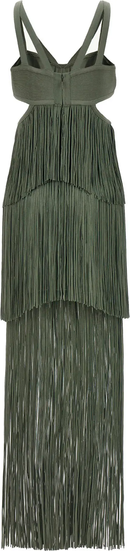 Strappy Tiered Fringe knit dress Hervé Léger
