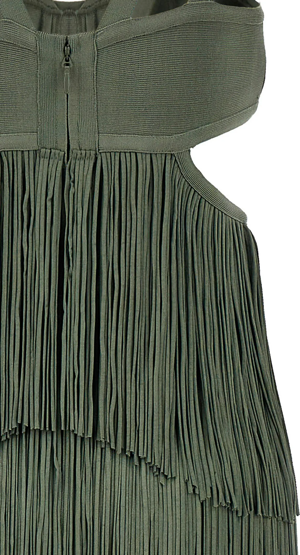 Strappy Tiered Fringe knit dress Hervé Léger