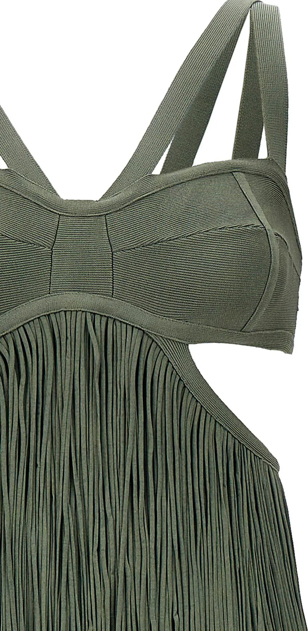 Strappy Tiered Fringe knit dress Hervé Léger