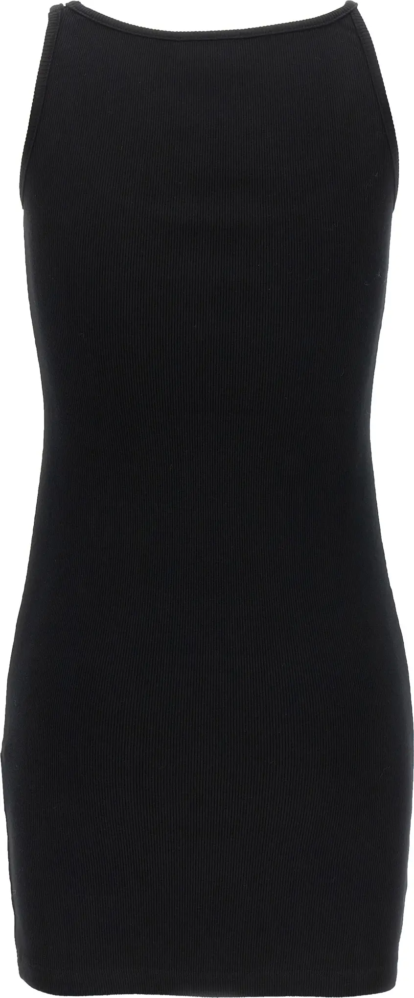 Black Cotton Short Dress Off-White