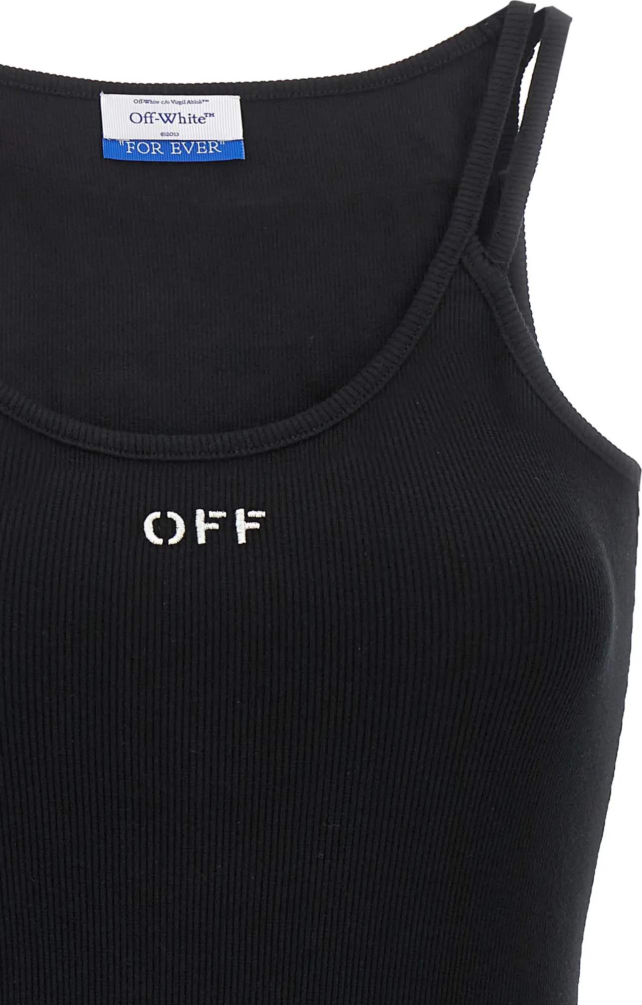 Black Cotton Short Dress Off-White