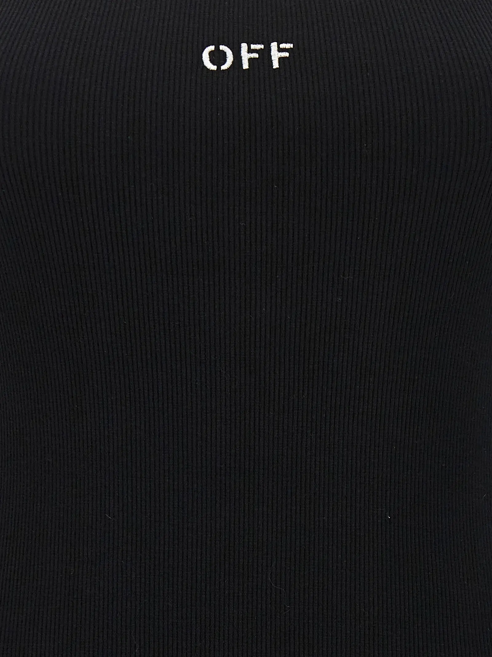 Black Cotton Short Dress Off-White