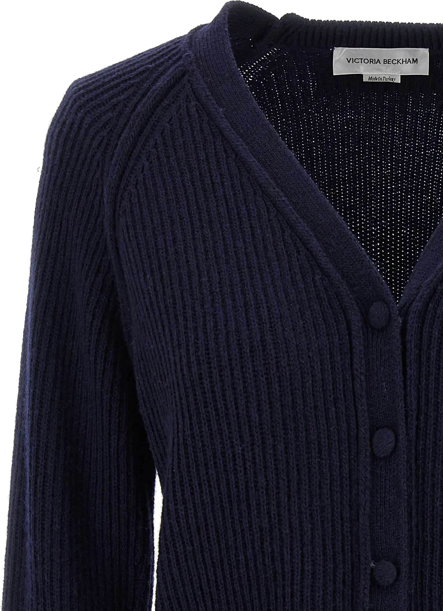 Синий шерстяной кардиган Victoria Beckham