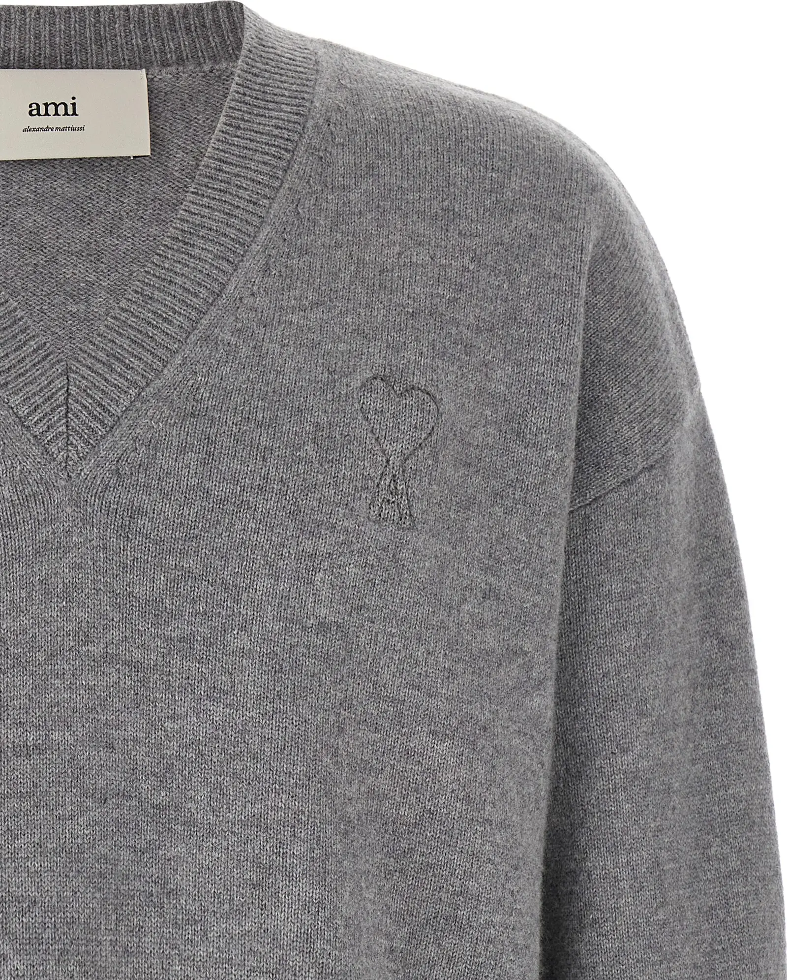 AMI Paris Gray Wool Cardigan