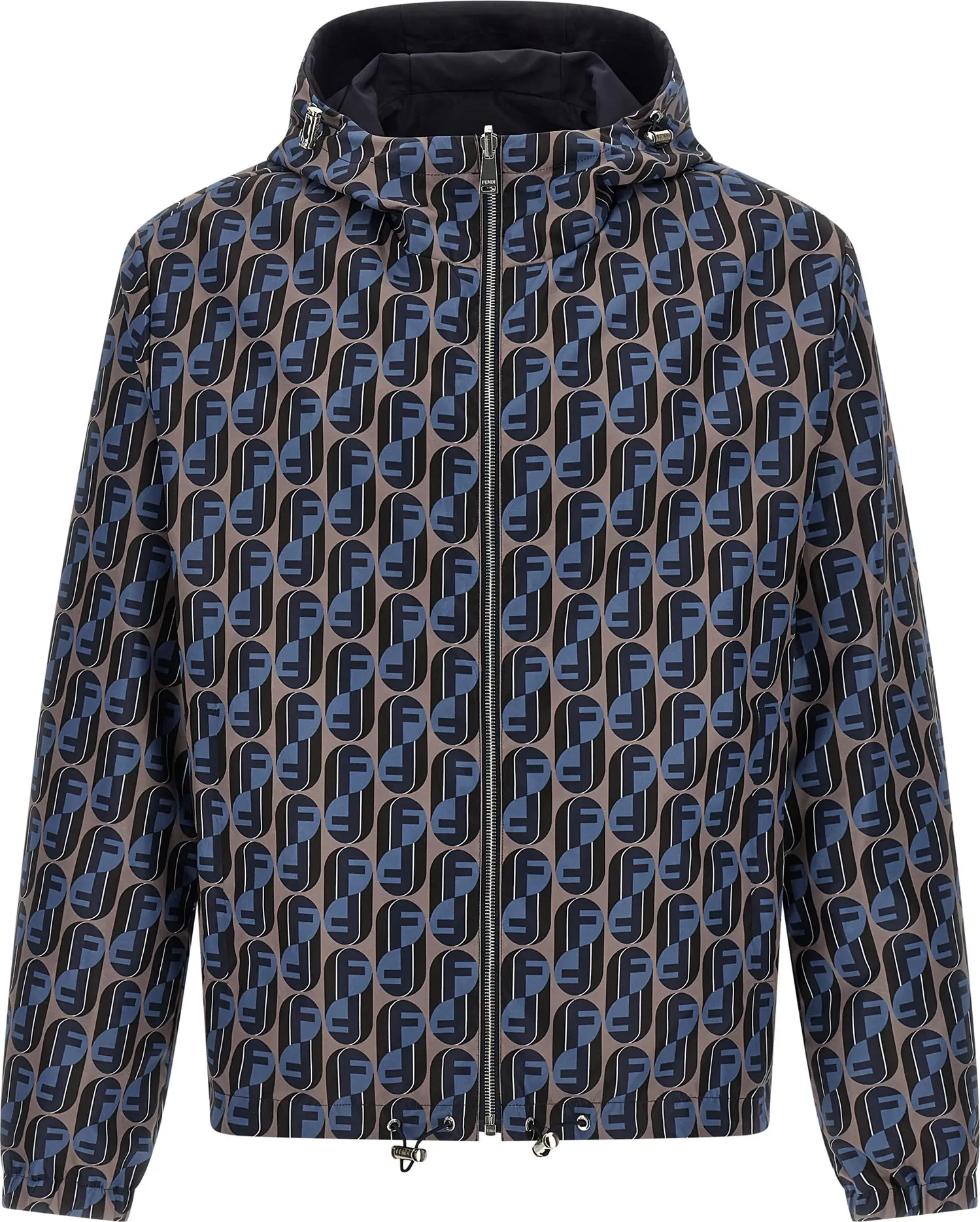 Blue Polyester Shell Jacket Fendi