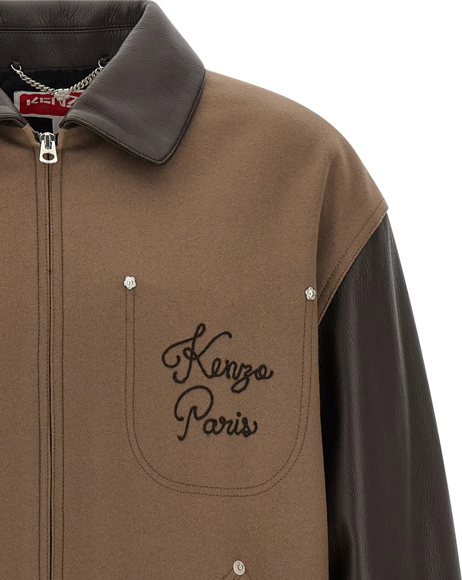 Jacket Kenzo Brown Virgin Wool Leather Jacket