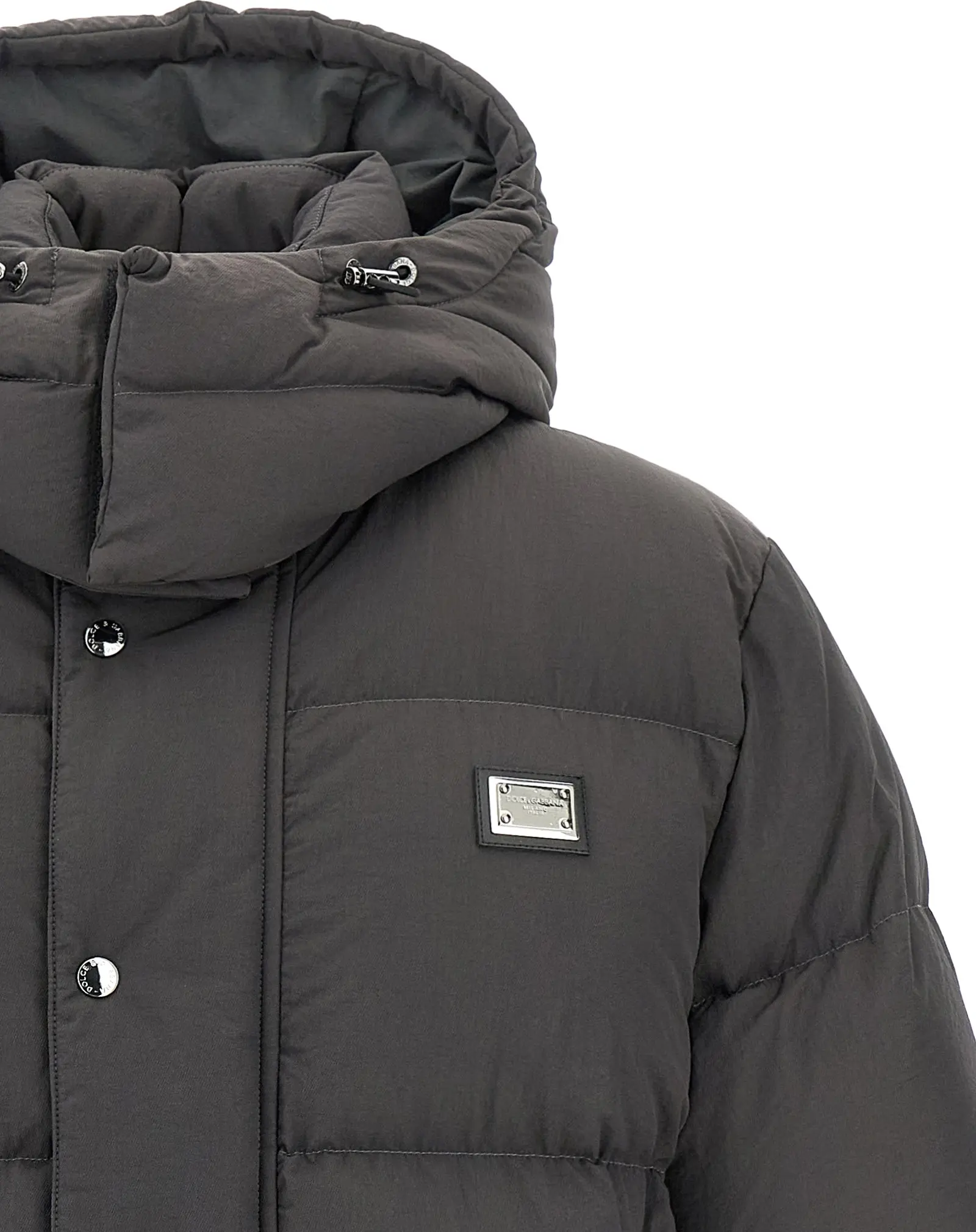 Gray Polyamide Full-Length Jacket