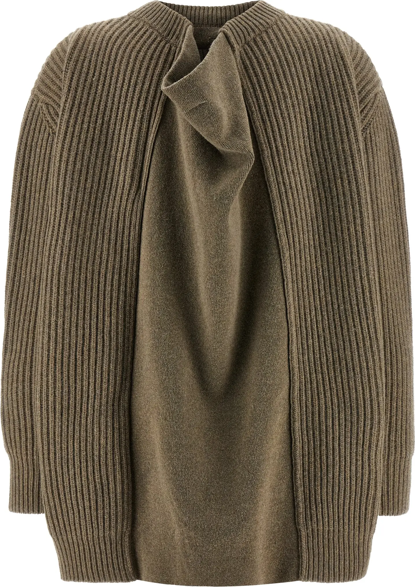 Короткое платье MM6 Maison Margiela из натуральной шерсти бежевого цвета