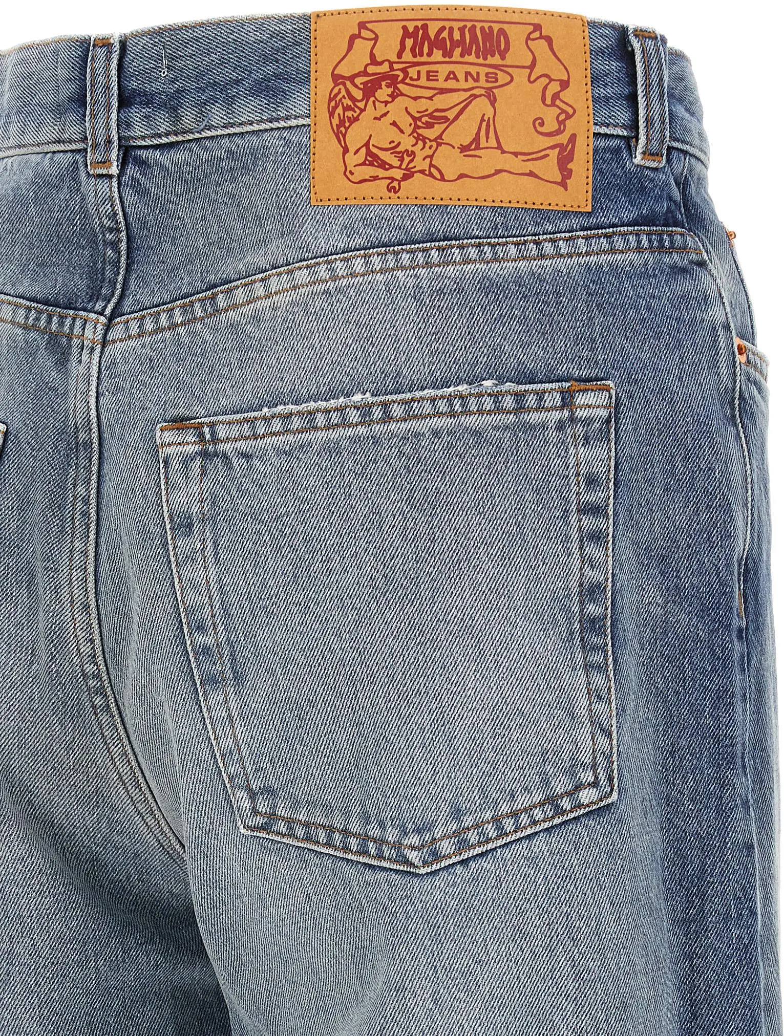 Blue Cotton Straight-Leg Jeans Magliano