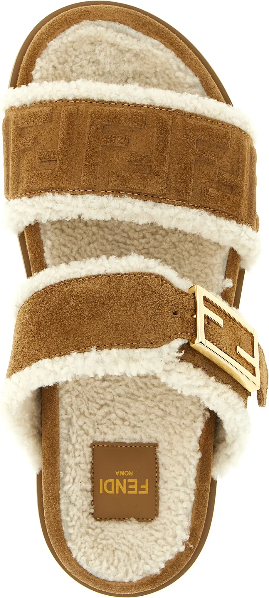 Sandals Fendi Beige Calfskin Slides