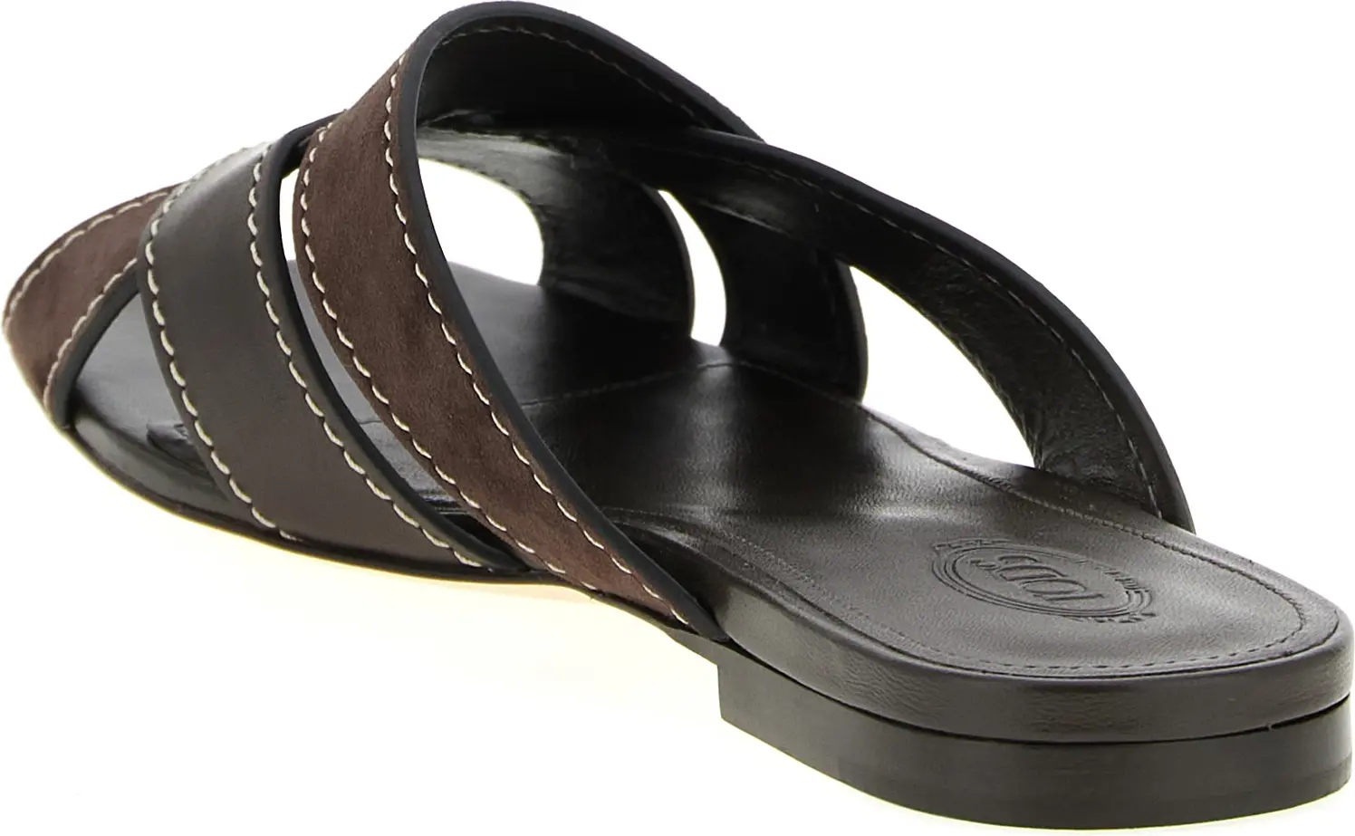 Коричневые шлёпанцы из телячьей кожи Tods