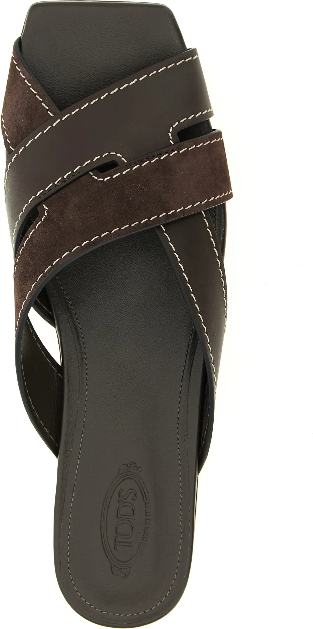 Коричневые шлёпанцы из телячьей кожи Tods