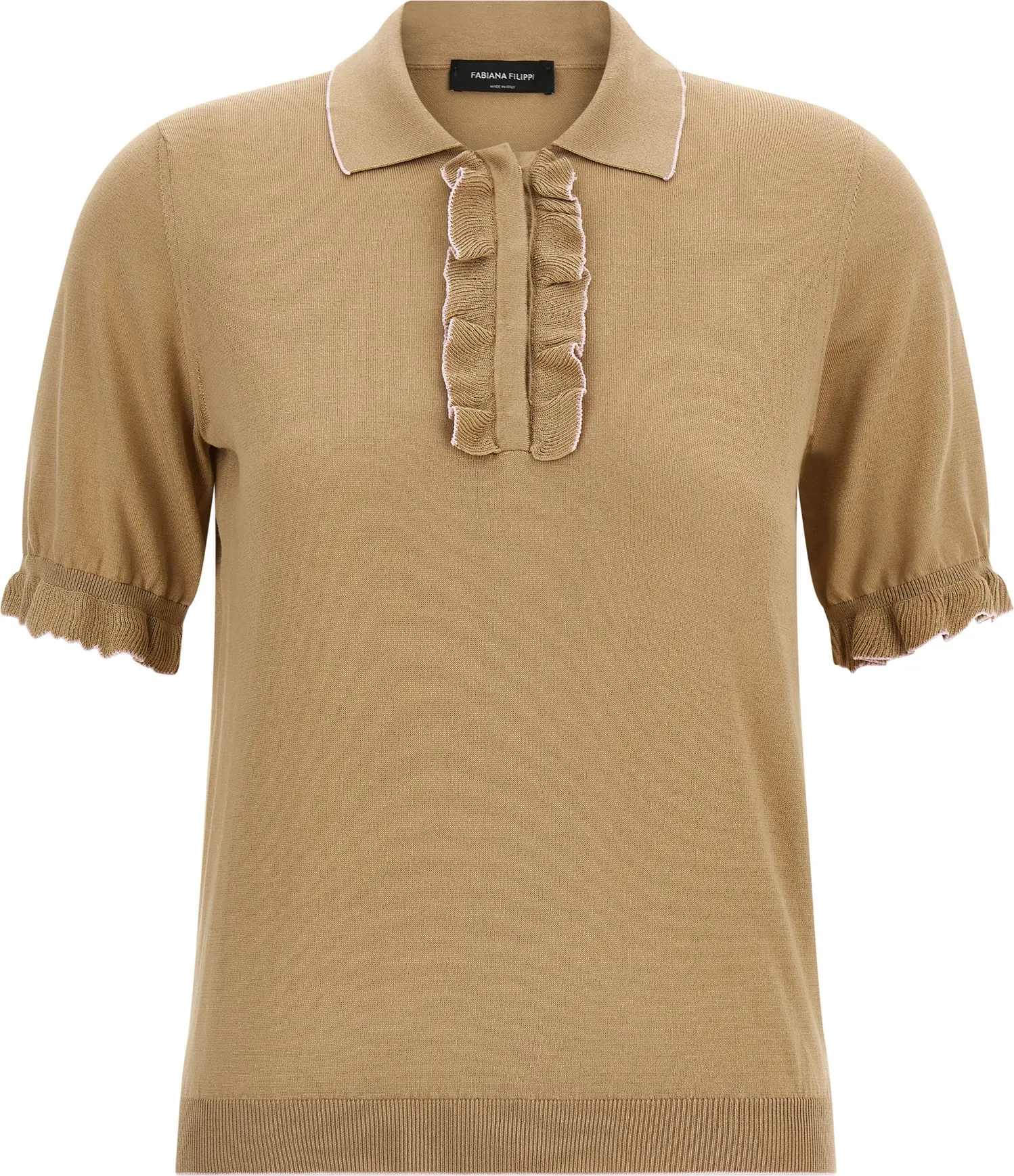Beige Silk Polo Shirt Fabiana Filippi