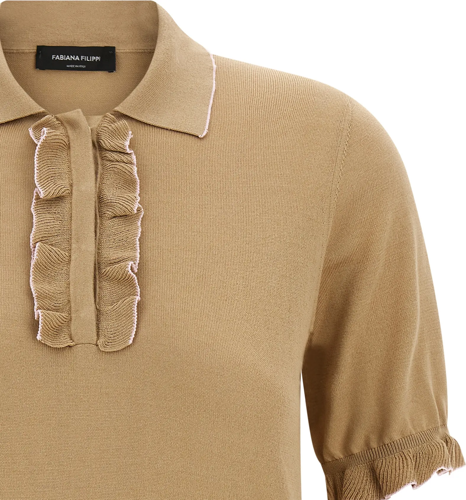 Beige Silk Polo Shirt Fabiana Filippi