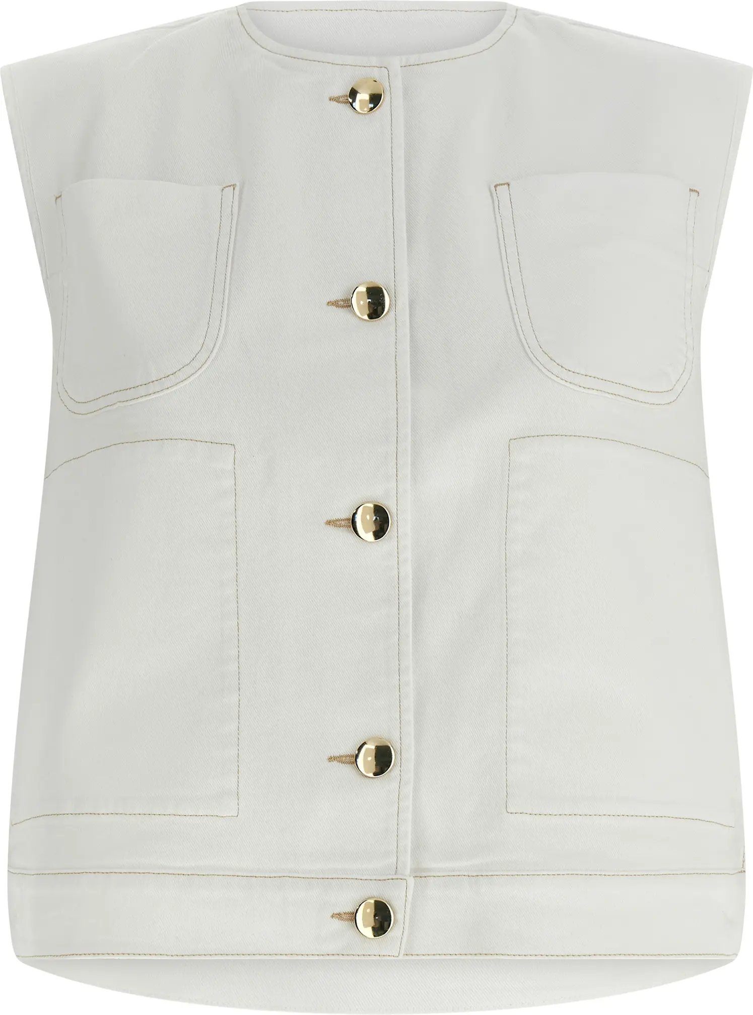 White Cotton Sleeveless Jacket Fabiana Filippi