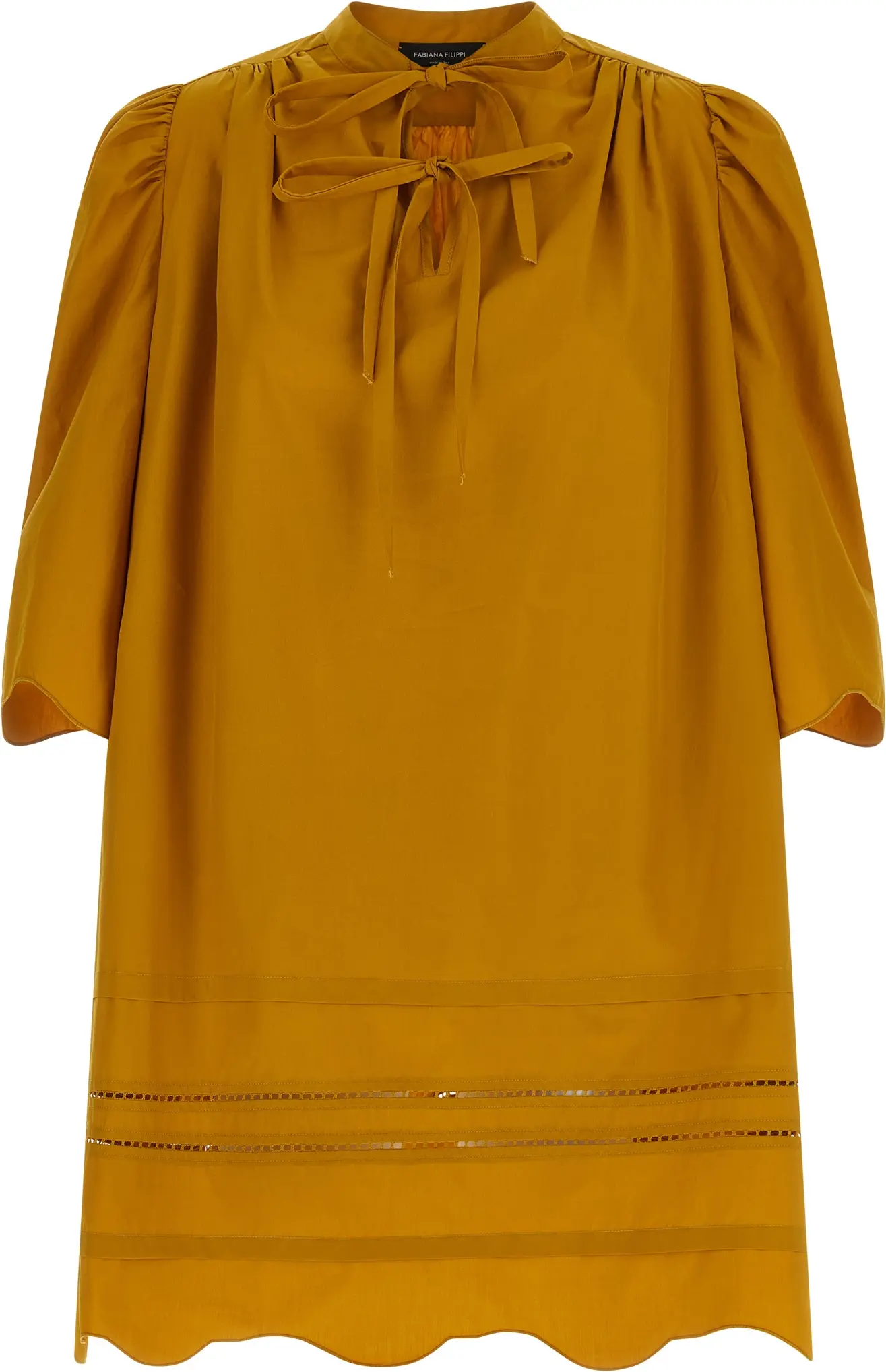 Bicolor Cotton Short Dress Fabiana Filippi