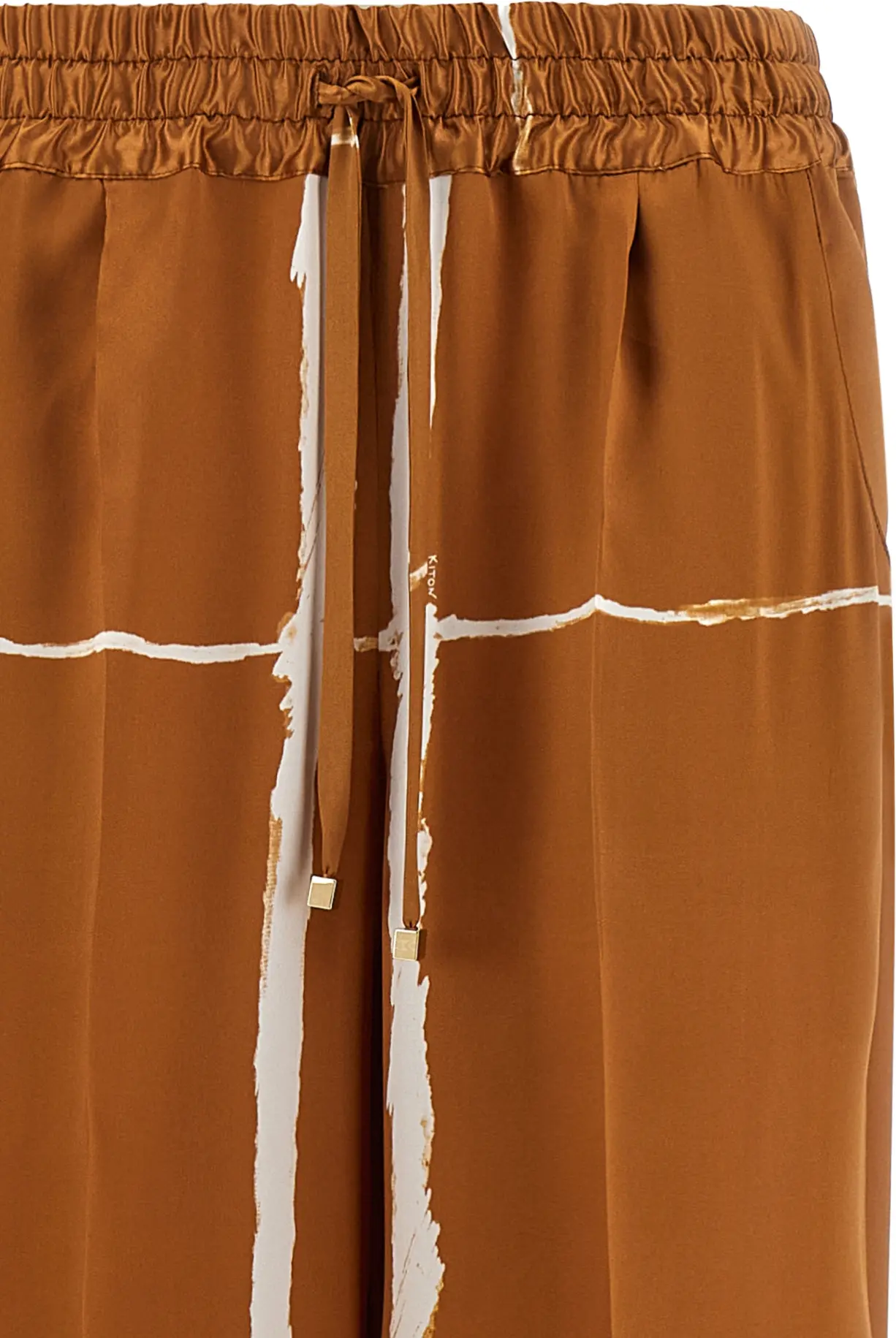 Brown Silk Casual Pants by Kiton