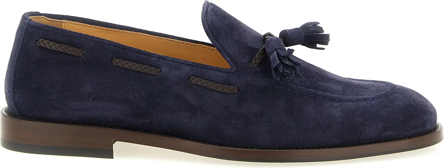 Blue Calfskin Slip-On Loafers Brunello Cucinelli