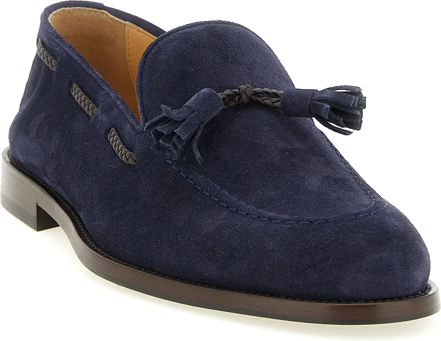 Синие лоферы из телячьей кожи Brunello Cucinelli