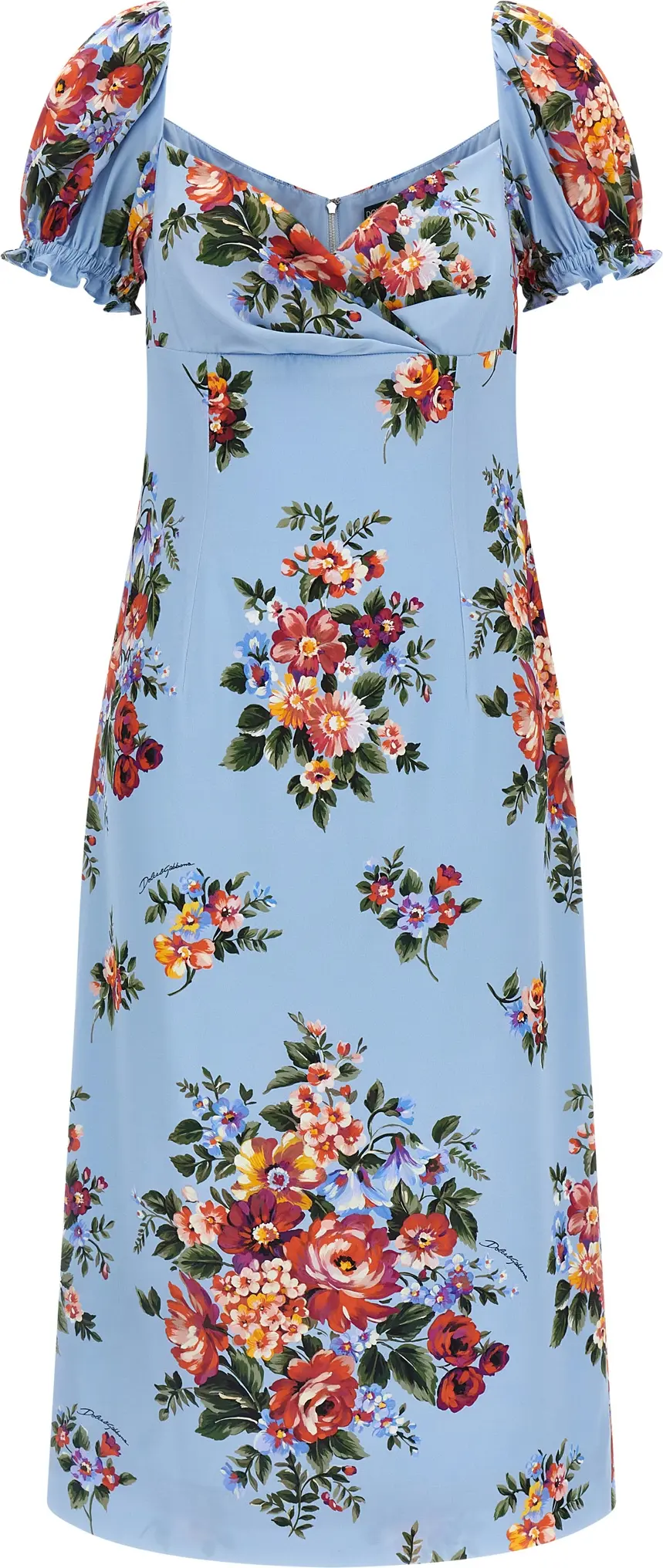 Blue Silk Midi Dress Dolce & Gabbana