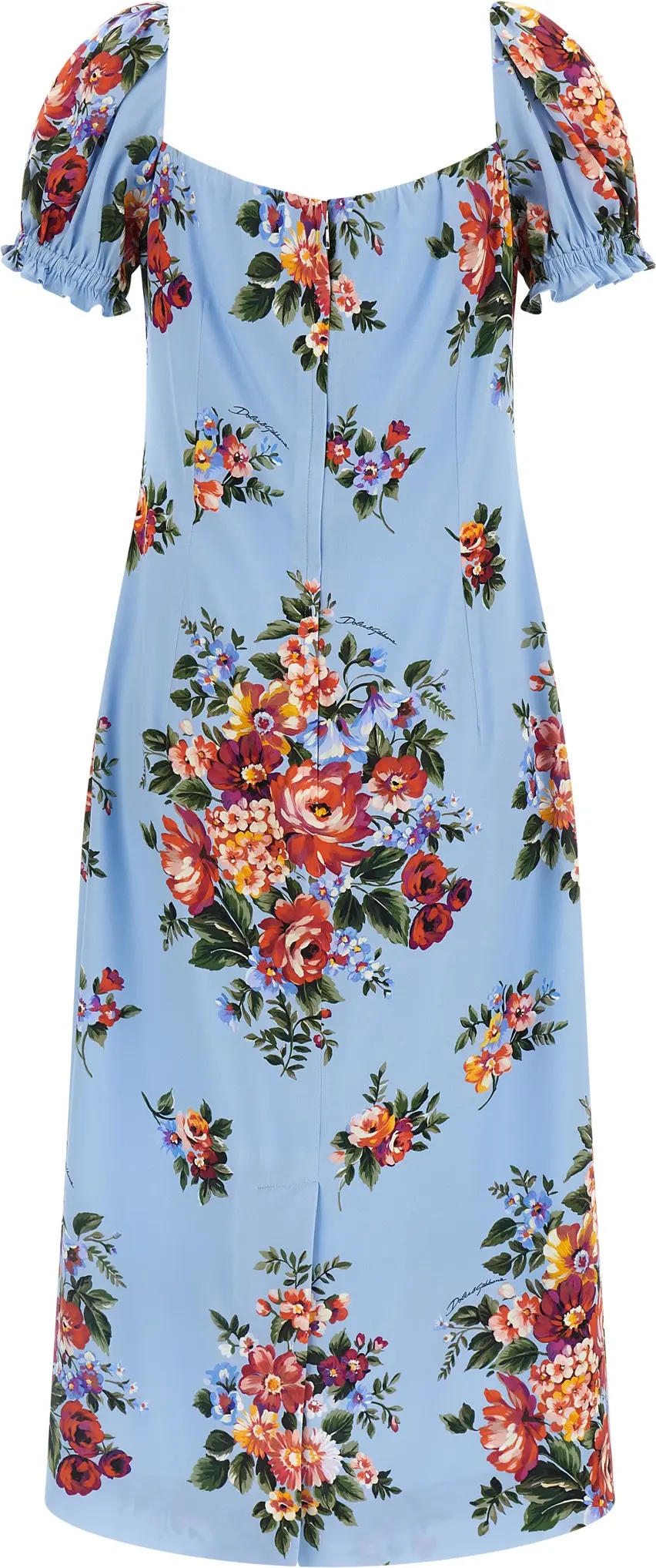 Blue Silk Midi Dress Dolce & Gabbana