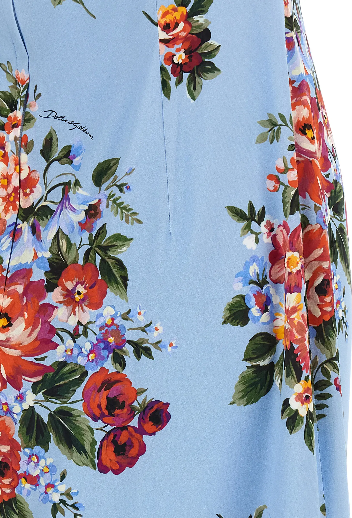 Blue Silk Midi Dress Dolce & Gabbana