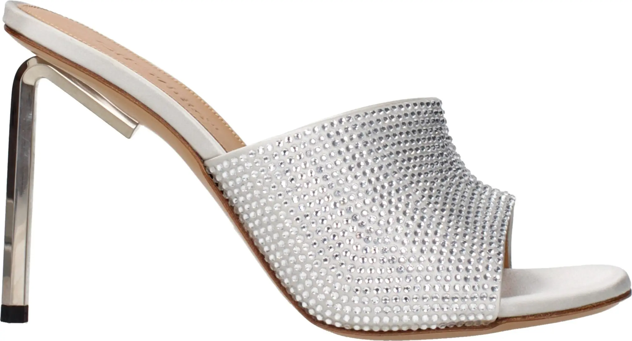 Sandals Off-White Gray Satin Stiletto Heel