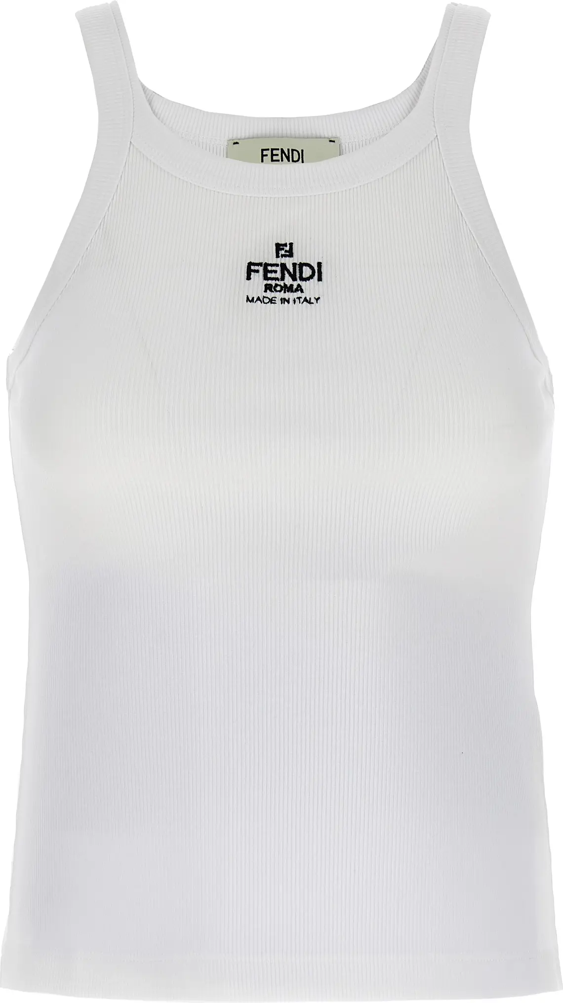 Белая хлопковая футболка Fendi без рукавов