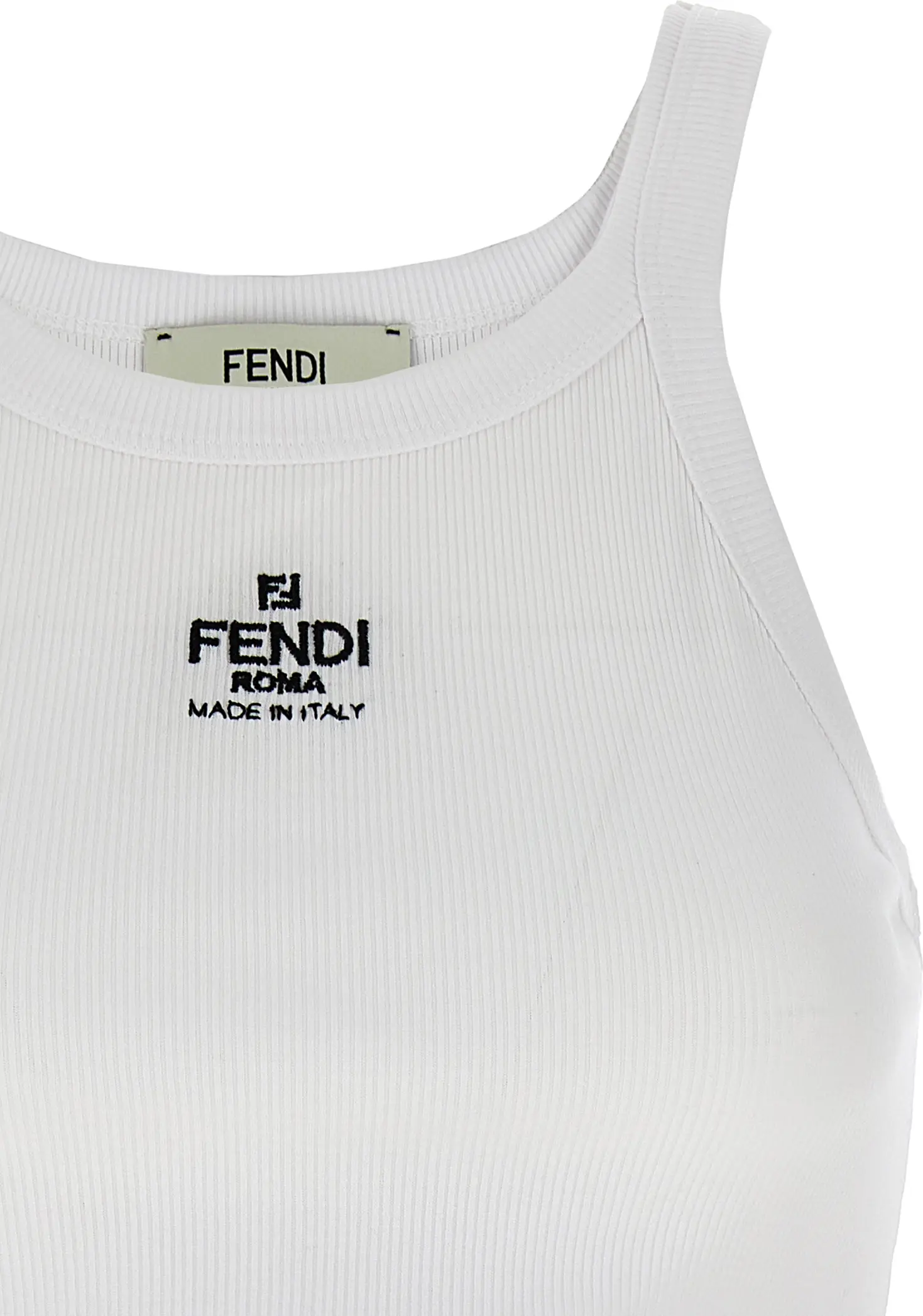 Белая хлопковая футболка Fendi без рукавов