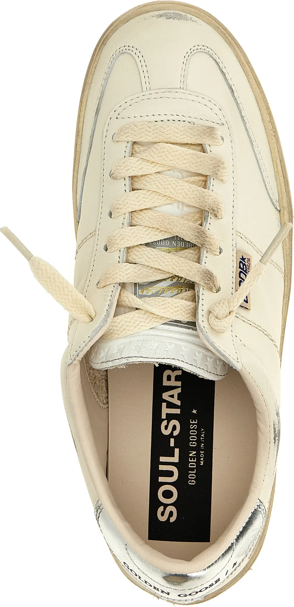 Кроссовки Golden Goose из серебристой кожи ягненка с низкой посадкой