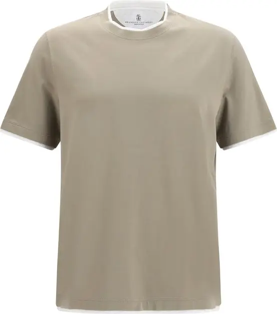 Футболка Brunello Cucinelli из хлопка, двухцветная