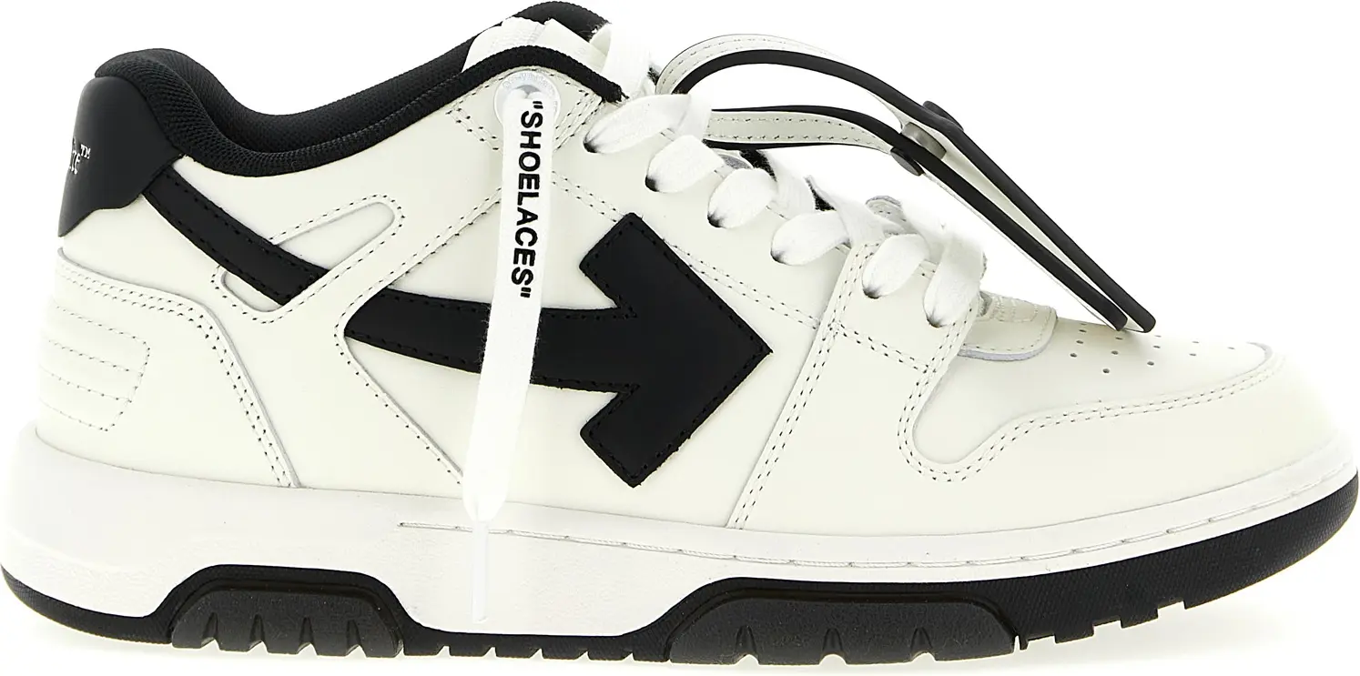 Off-White ikki rangli buzoq terisi pastki sport poyabzali