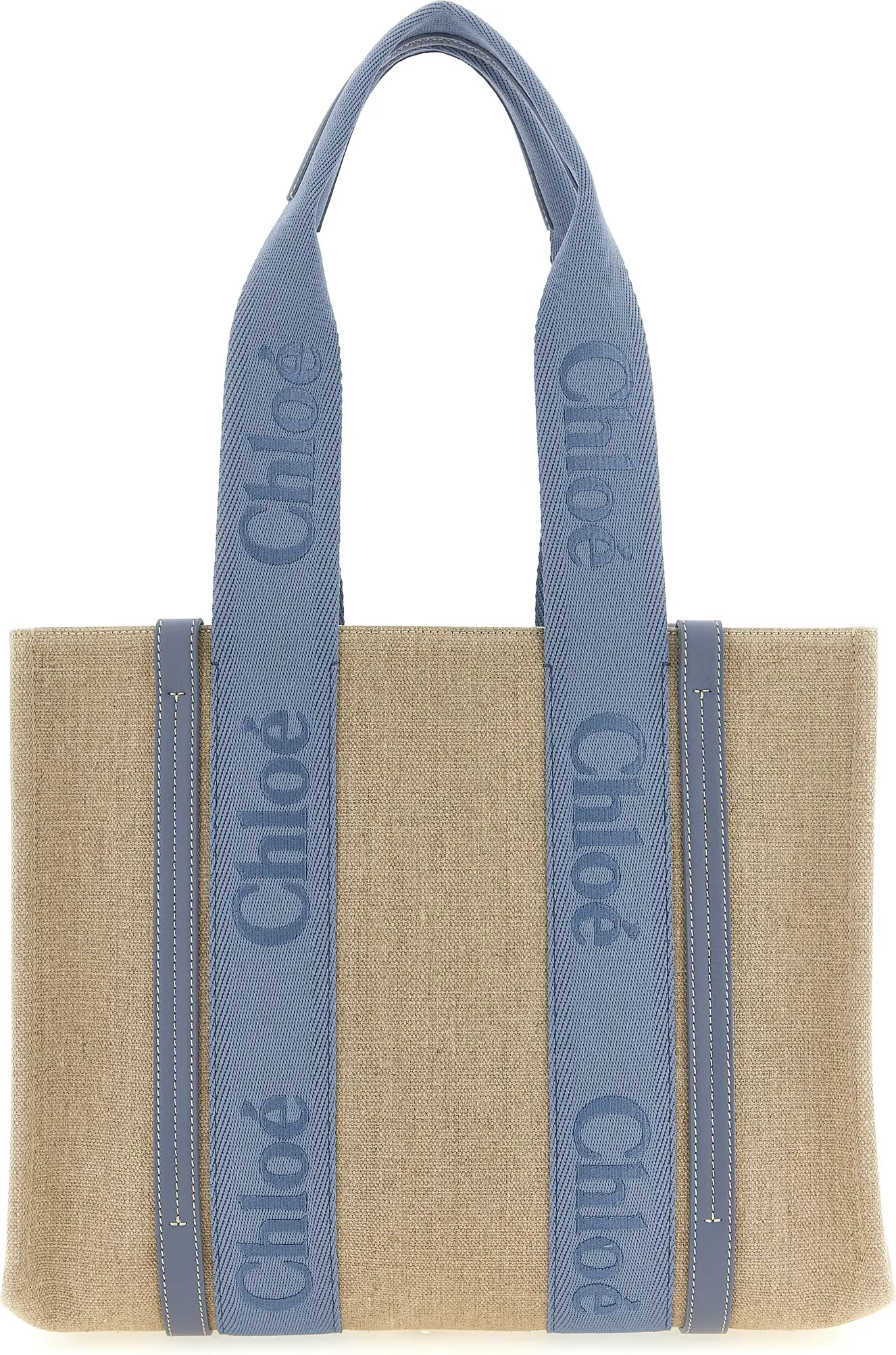 Blue Linen Tote Bag Chloe