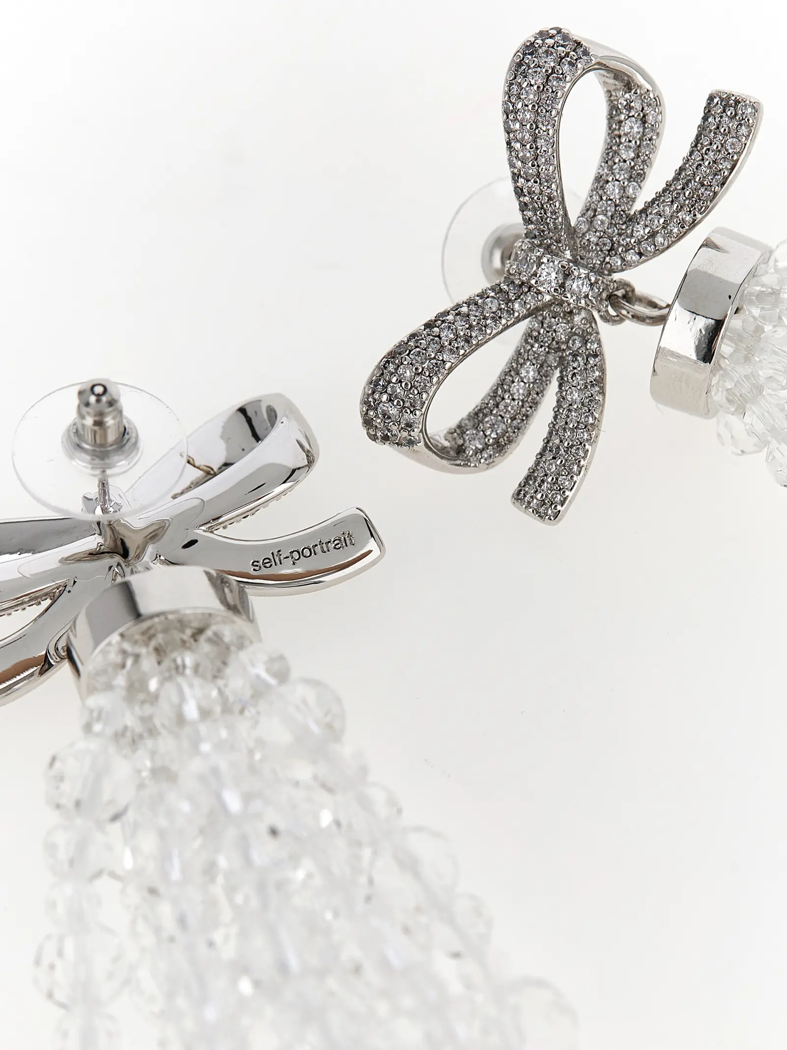 Earrings Self-Portrait Bow Beaded Waterfall