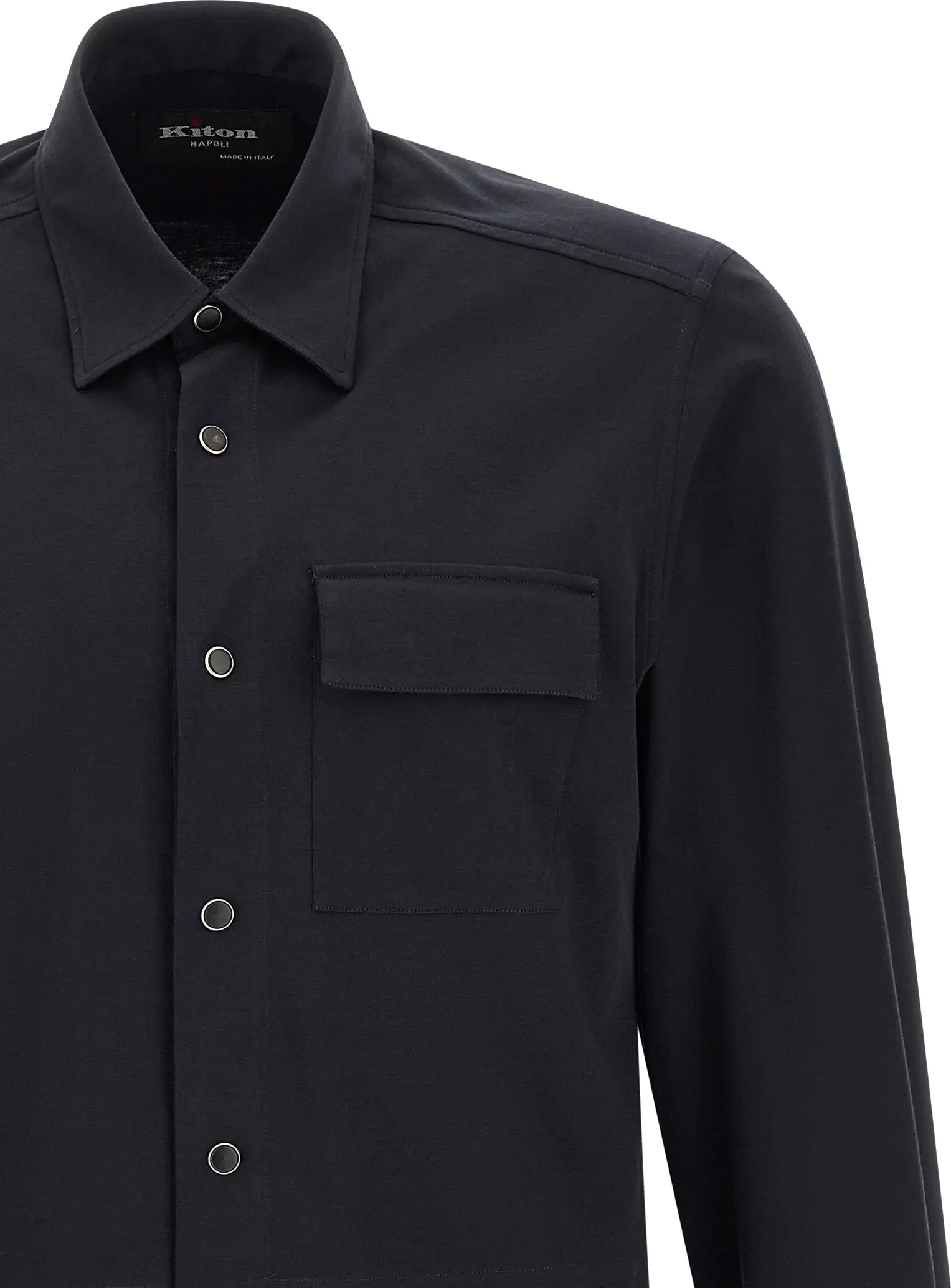 Синяя хлопковая рубашка от Kiton