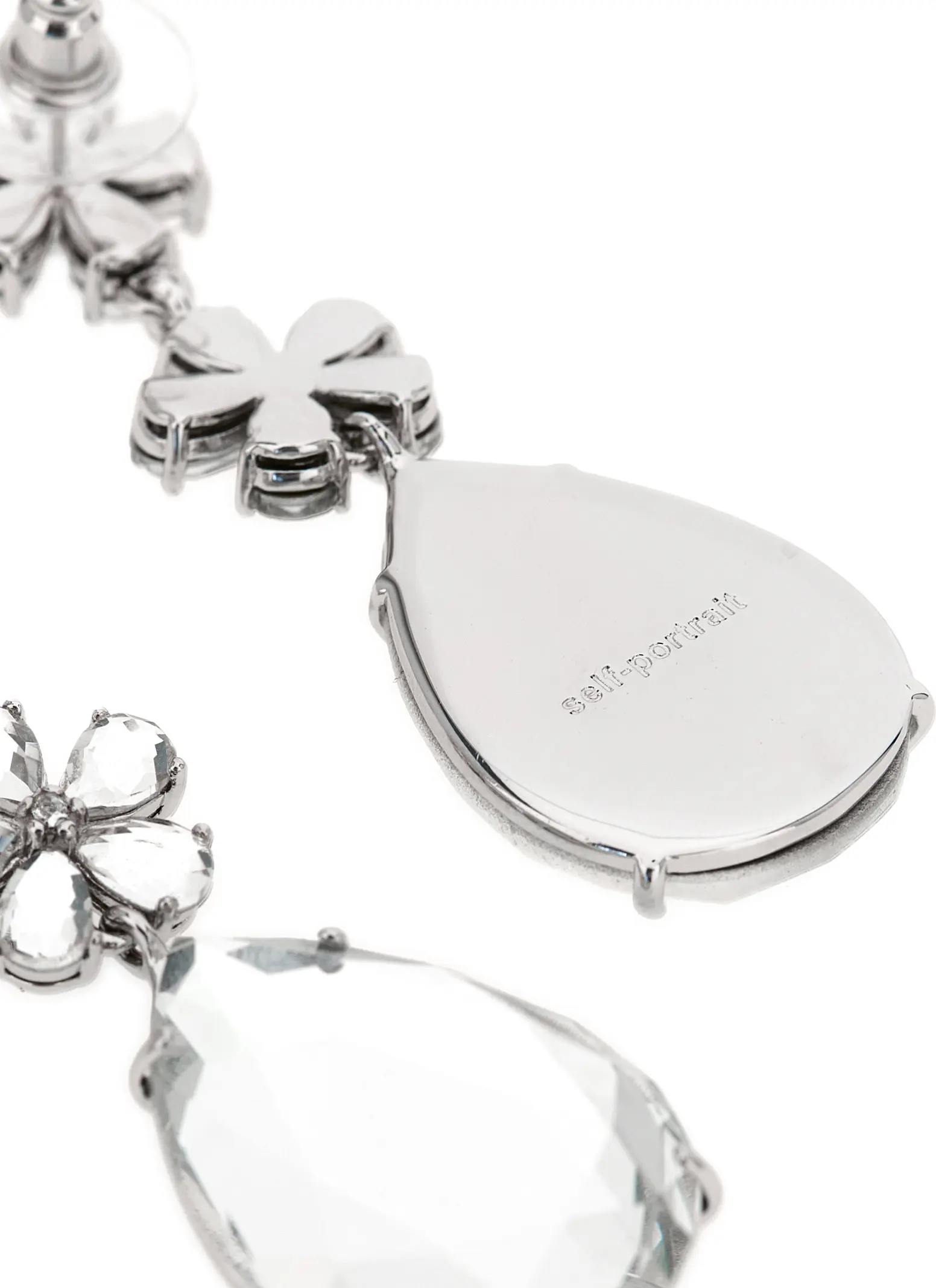 Earrings Self-Portrait Crystal Flower Tiered