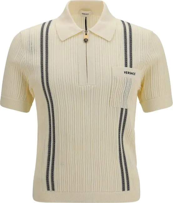 Polo Shirt Versace Beige Cotton