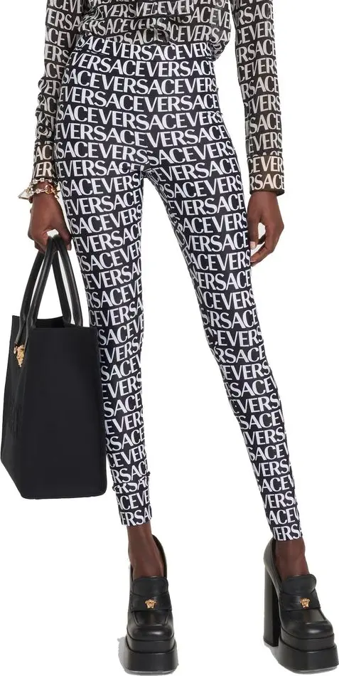 Leggings Versace Black Elastane