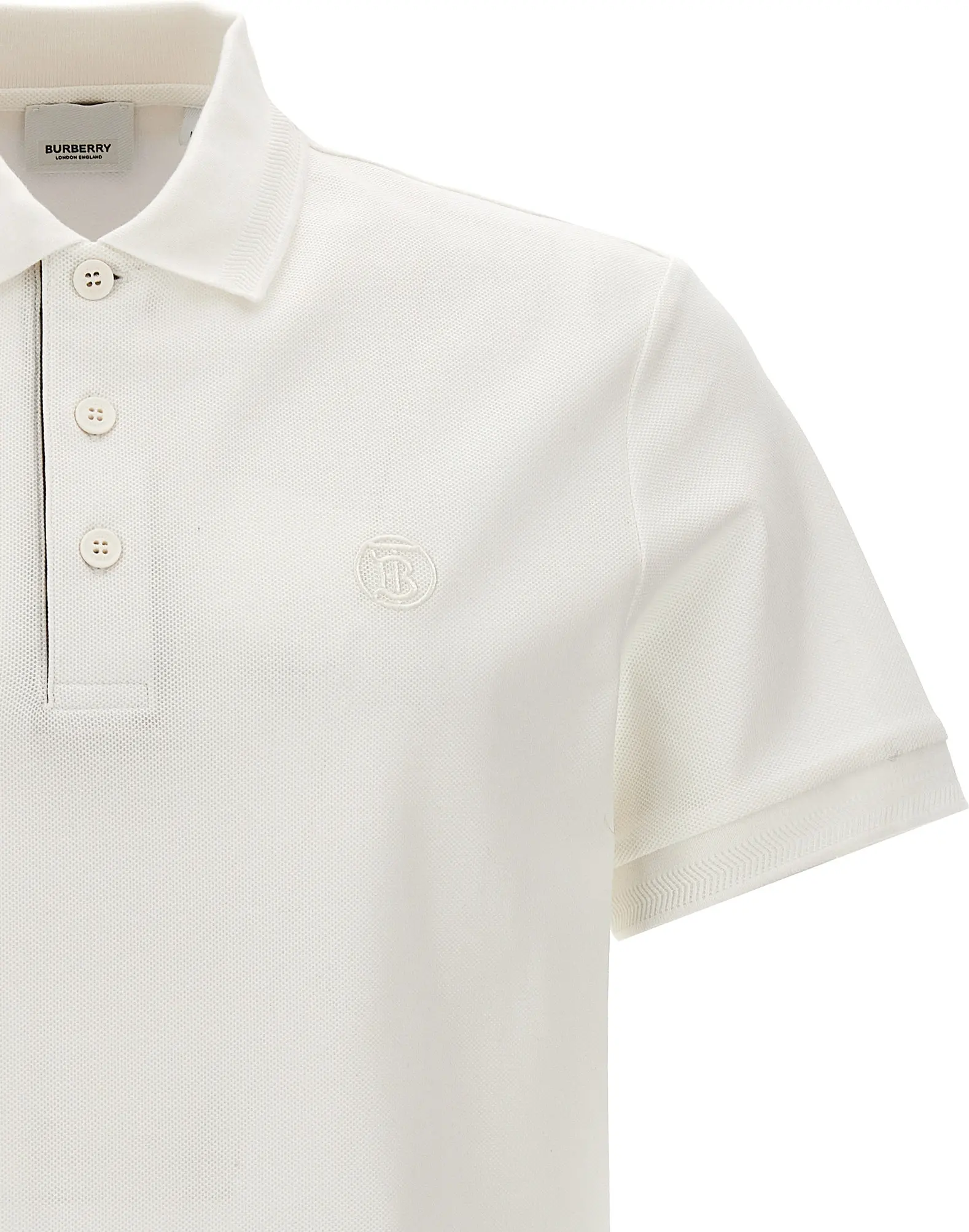Burberry Polo Ko'ylak Oq Paxta