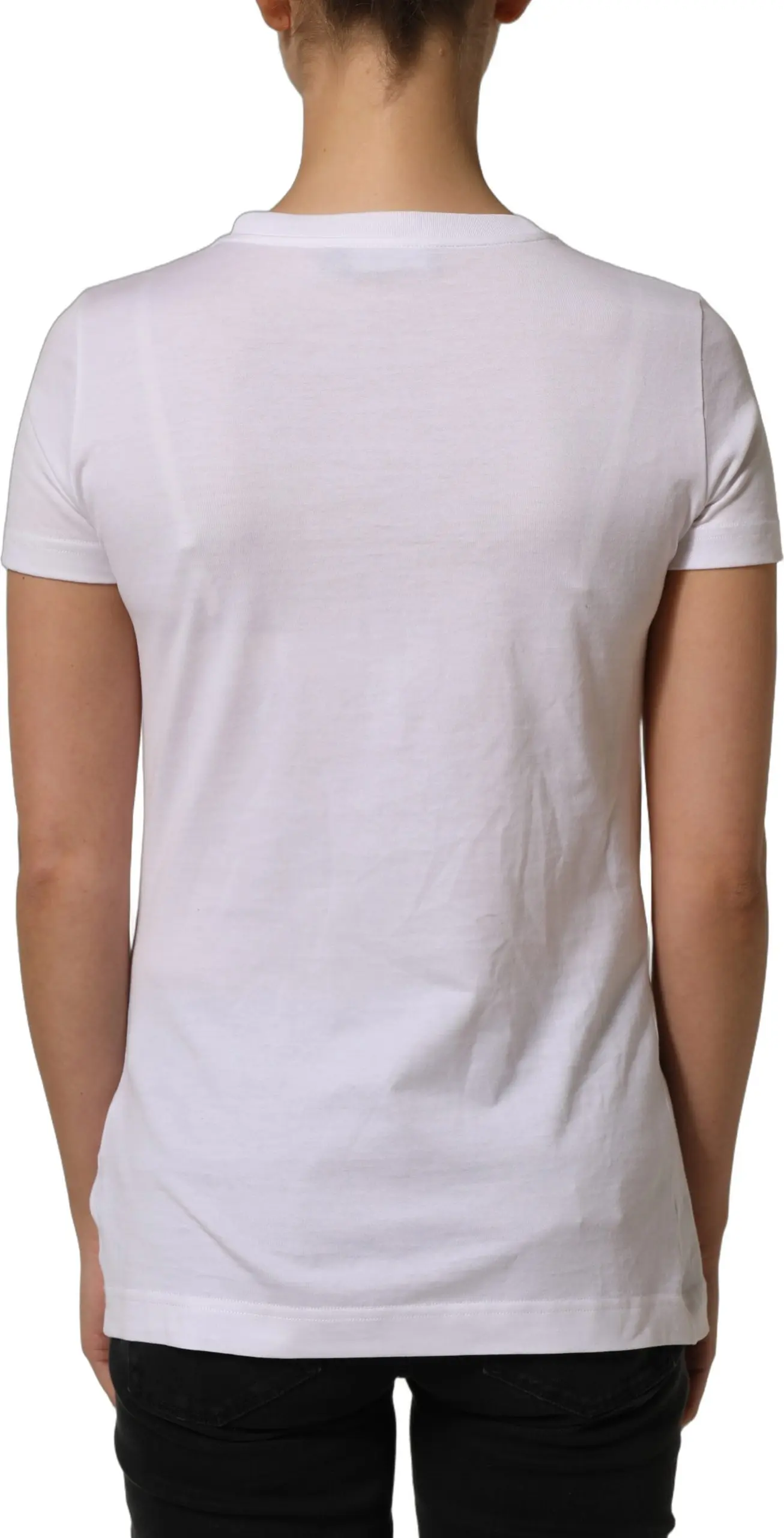T-shirt Dolce & Gabbana White DG Logo Embellished Round Neck T-shirt
